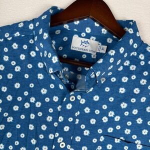 Southern Tide Poppin Poppies Heather Sport Shirt Men XL Atlantic Blue AOP Floral